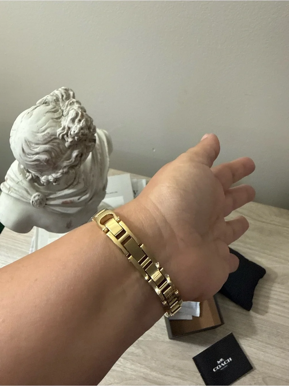 Coach Gold Crystal-Accented Women's Bracelet Watch